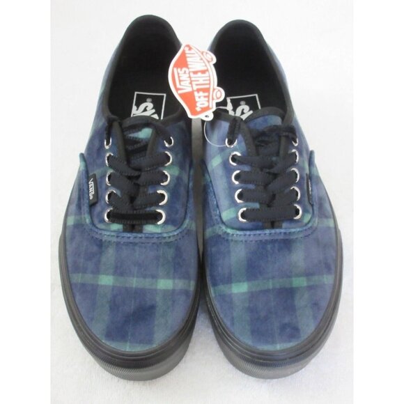 Vans Women's Authentic Stacked Velvet Plaid Green Black Platform Shoes NIB - Picture 2 of 5